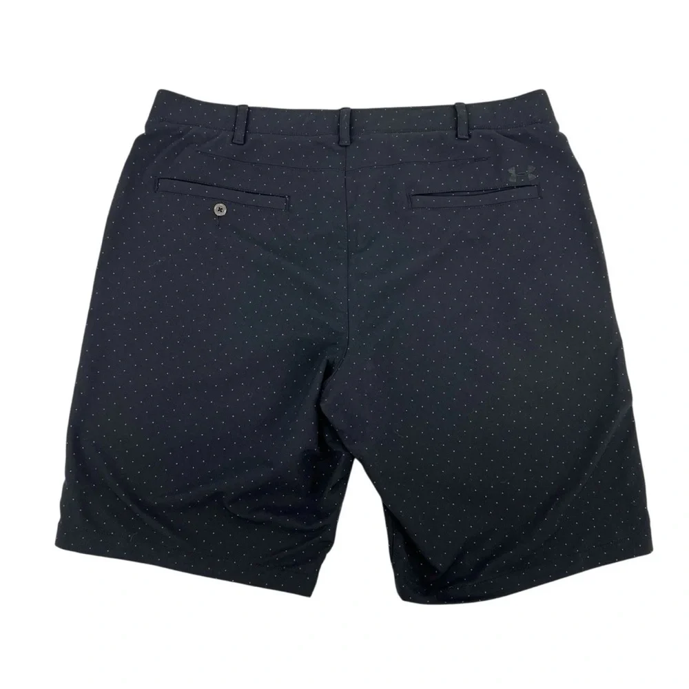 Under Armour Golf Shorts Mens Size 40 Black Polka Dot HeatGear Loose Fit 11in